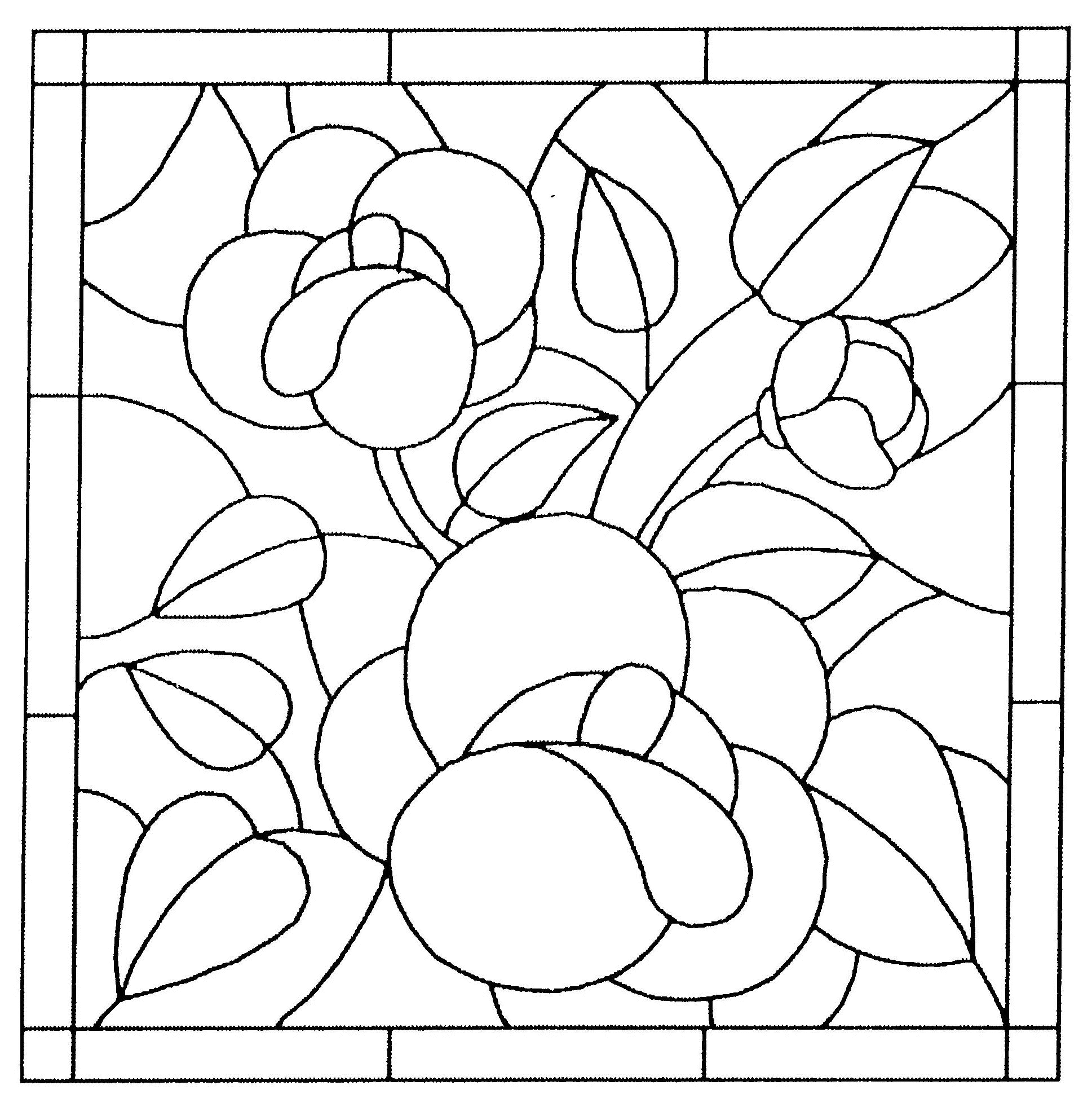 coloriage fleurs en vitrail